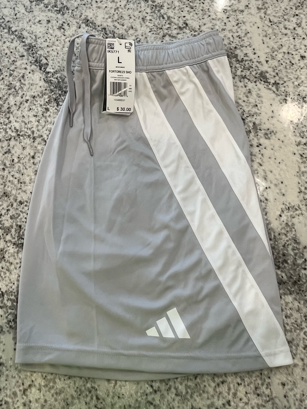 Adidas FORTORE 23 Shorts Gray & White Men’s Size Large NWT